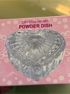 Crystal Heart Powder Dish - Clear Glass